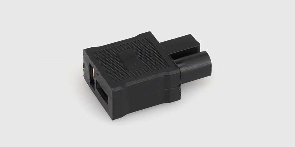 Sort konverterstik fra Tamiya han til Deans T-Plug hun uden ledning til fjernstyrede biler.