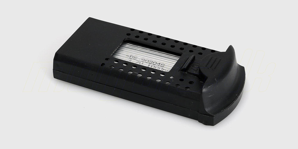 Sort genopladelig batteripakke til Drone STX7 vist på en hvid baggrund.