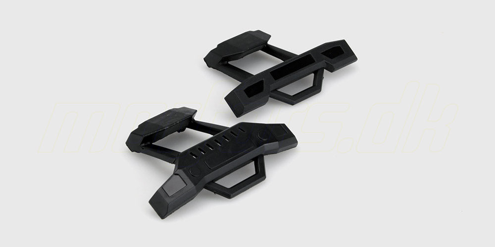 Sorte kofangere for og bag til Hurricane fjernstyret bil vist på hvid baggrund.