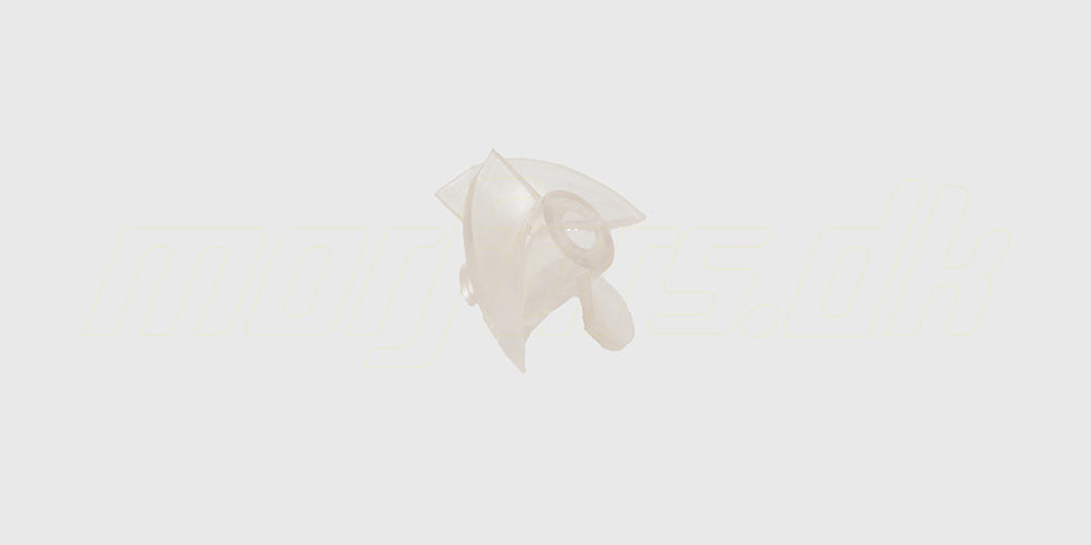 To sorte propeller i plast som reservedele til en Hydro Jet Boat fjernstyret båd liggende på en hvid baggrund.