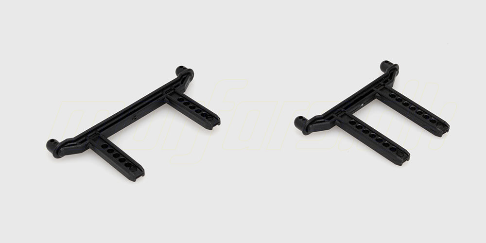 Sort Car Shell Support i plast til montering og understøtning af karrosseriet på en fjernstyret bil.