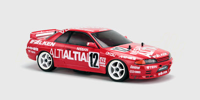 Detaljeret Nissan Skyline R32 GT-R karrosseri i 190mm bredde til fjernstyret touringcar på hvid baggrund.