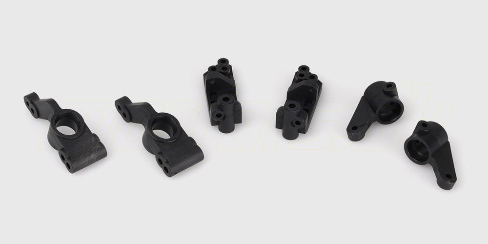 Sorte bageste styrehubs i plast til ophæng og styring på fjernstyret bil.