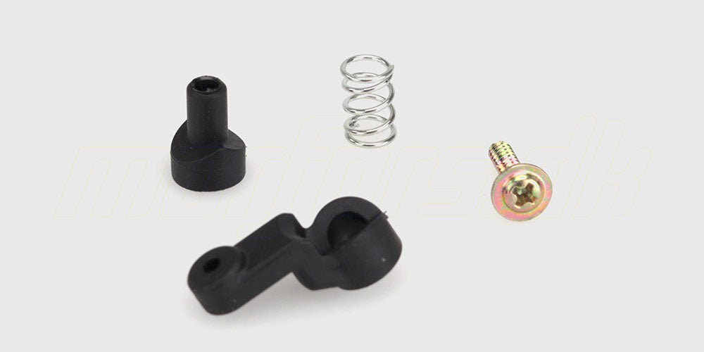 Sort Ravage servo saver assembly i plast til beskyttelse af styreservo på en fjernstyret bil.