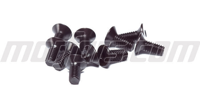 Sæt med undersænkede M2.5x6 mm unbracoskruer i sort metal til fjernstyrede biler.