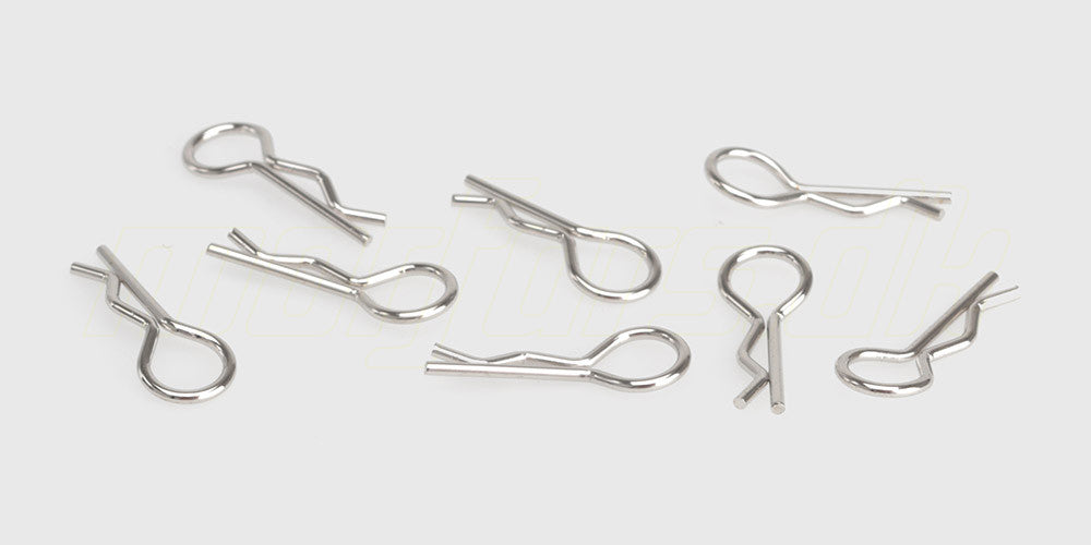 Sæt med to store metalclips til fastgørelse af karrosseri på fjernstyrede biler.