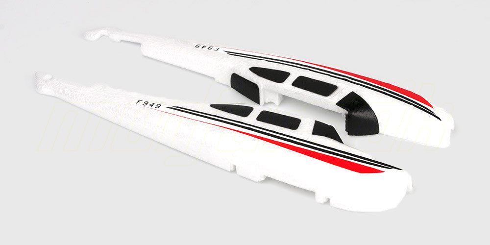 Hvidt karosserisæt til F949 fjernstyret fly med fuselage og strukturelle reservedele.