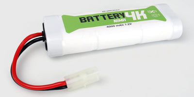 Genopladelig 7,2V NiMH batteripakke på 4000mAh med hvidt Tamiya-stik til fjernstyrede biler.