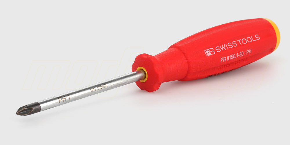 SwissGrip stjerneskruetrækker med ergonomisk rødt håndtag til præcis montering af skruer i fjernstyrede biler.