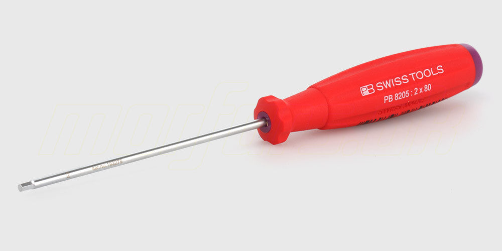 SwissGrip unbraco skruetrækker med ergonomisk sort og rødt håndtag til præcis montering af RC-dele.