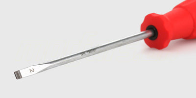 SwissGrip flad skruetrækker med ergonomisk rødt håndtag til præcis montering af dele på fjernstyrede biler.