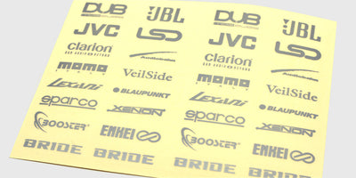 Stylez klistermærker med forskellige logoer og symboler til dekoration af RC biler.