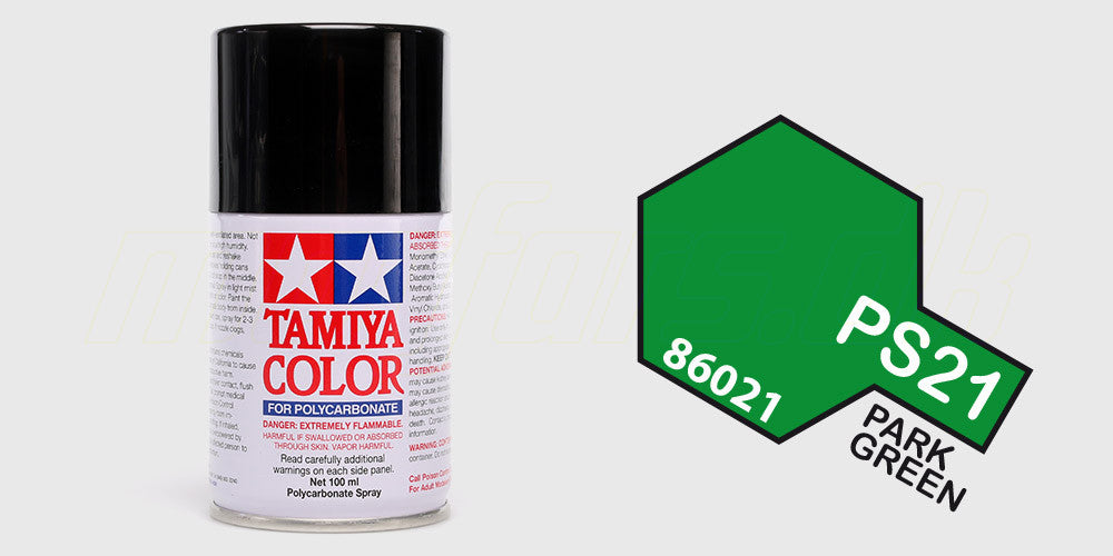 Tamiya PS-21 Park Green spraymaling til Lexan-karosserier på fjernstyrede biler.