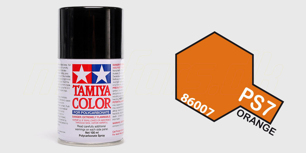 Tamiya PS-7 orange spraymaling til fjernstyrede biler med lexan-karosseri.