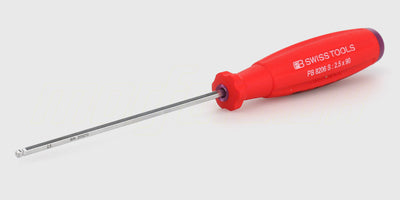 SwissGrip unbracoskruetrækker med rødt ergonomisk håndtag og praktisk kuglehoved til vinklet skruning.